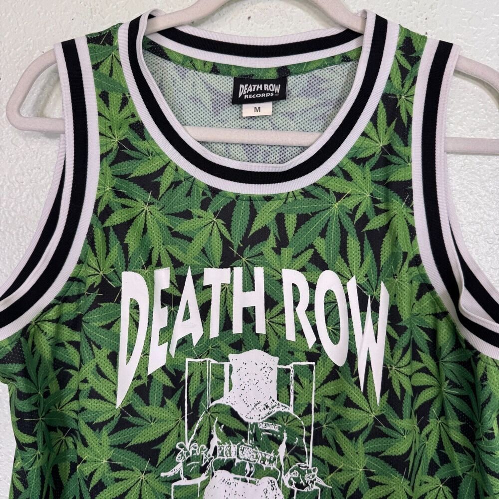 Death Row Records Jersey Mens Medium Basketball Hip Hop Rap Green Leaf Shirt M - Picture 3 of 10